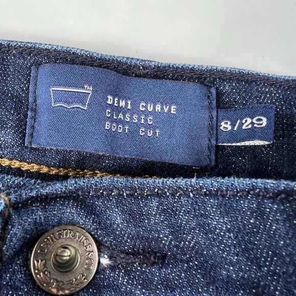 Levi's Jean Shorts Women's 29 Demi Curve Dark Blue Cut Offs Stretch Denim Jorts - Picture 4 of 14